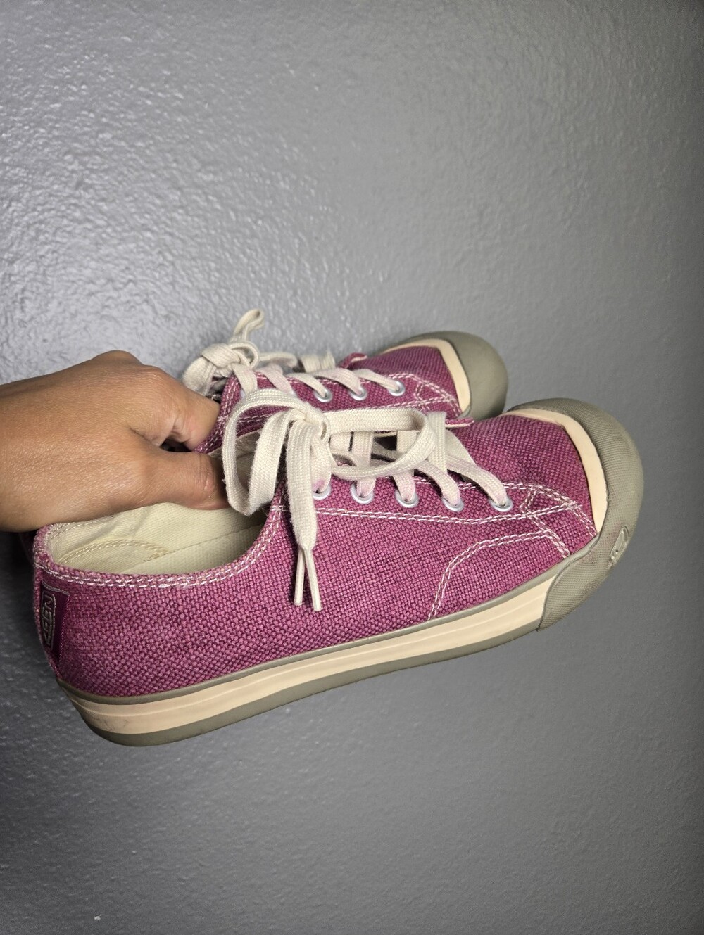Keen Women's Pink Purple Coronado Canvas Sneakers with Cream Accents
